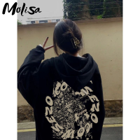 Molisa เสื้อฮู้ด เสื้อแขนยาวอบอุ่น หลวมและสบาย ๆ สไตล์ขี้เกียจย้อนยุคอเมริกัน 2023NEW 081428