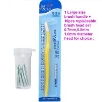 2เซ็ตx 10ชิ้นหัว+ด้ามยาวInterdentalหัวแปรงเปลี่ยนแปรงสีฟันไหมขัดฟันแปรงไม้จิ้มฟันฟันเครื่องมือจัดฟัน