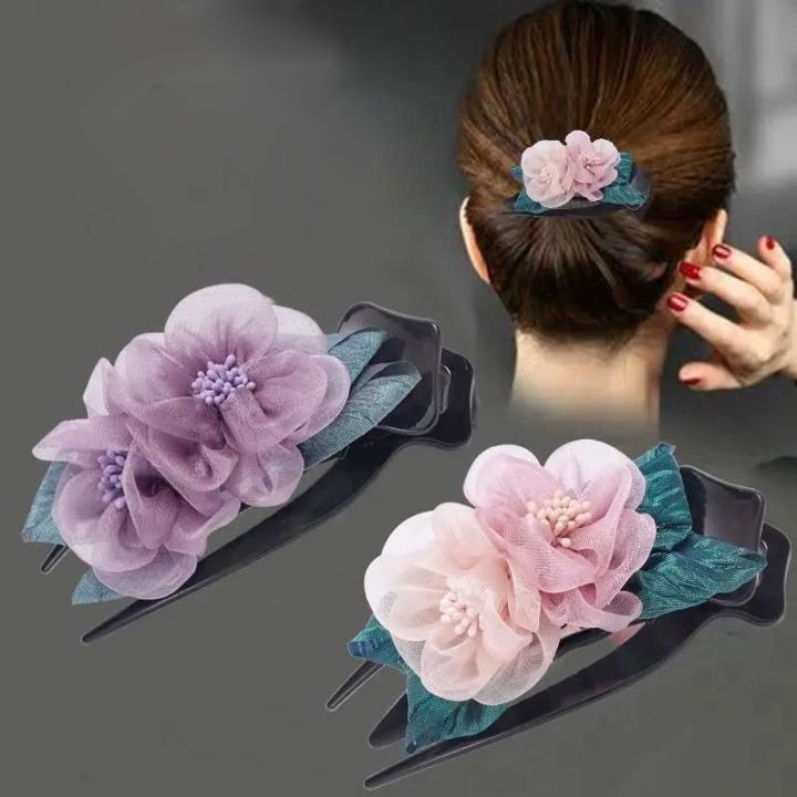 new-flower-silk-yarn-cloth-art-duck-beak-three-tooth-clip-pan-hair-clip-pan-hair-clip-fashion-exquisite-headdress