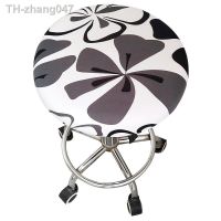 Durable Elastic Round Chair Cover Spandex Floral Printed Seat Cover Round Bar Stool Cover Office Kitchen Seat Chair Covers