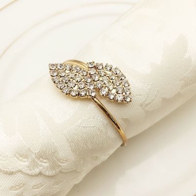 【CW】 6pcs/lot Gold LeafNapkin Rings Beads Christening Bangle Metal Napkin Holder Wedding Bridal Shower Table