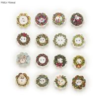 50pcs 2 Hole Christmas Flower Wood Buttons Clothing Decor Home Sewing Scrapbooking Card Making DIY 20mm Haberdashery