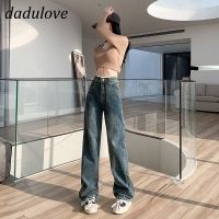 COD DaDulove New Korean Version of Ins Raw Edge Jeans High Waist Loose Retro Wide Leg Pants Womens Straight Pants