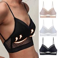 Bralette Ladies เปิดหลังเซ็กซี่หลังต่ำใหม่ตาขายลายจุดบราลูกไม้ล่องหนชุดชั้นในแบบบางพิเศษชุดชั้นในสตรีเสื้อบราเสื่อ