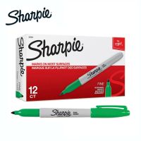 Sharpie ปากกาเคมี ปากกา Permanent ชาร์ปี้ Fine 1.0mm - สีเขียว (กล่องละ 12 ด้าม)