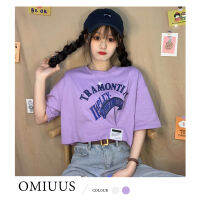 OMIUUS เสื้อยืดแขนสั้นสำหรับผู้หญิง,ดีไซน์เซ้นส์เซ้นส์ทรงหลวมเข้ารูปสไตล์สาวๆสไตล์เสื้อเอวลอยอินเทรนด์