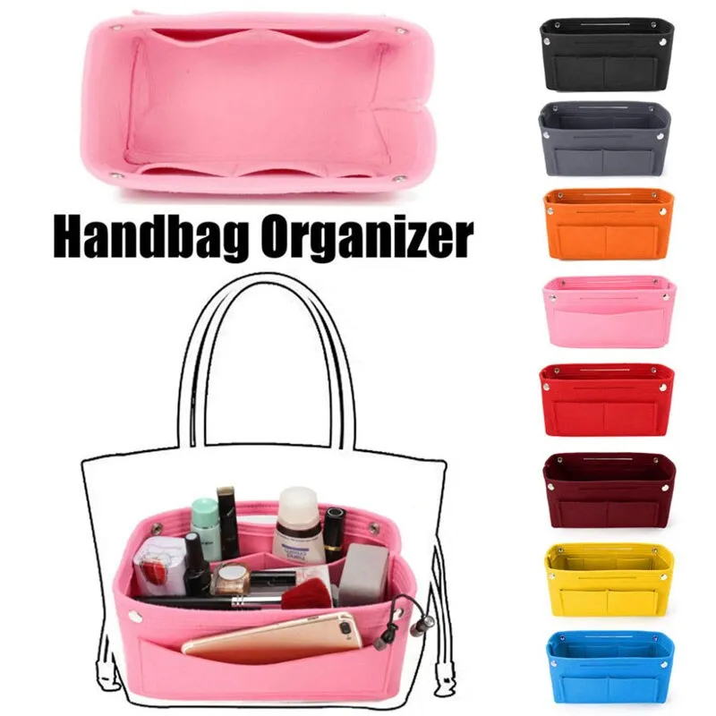 Multi-Pocket Travel Insert Felt Organizer Bag Purse Handbag Portable Dorm  Room Cosmetic Storage Bags For