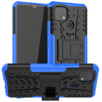 เคส Realme C21 กรณีนาฬิกาพีซีสุดหรู + TPU Stand Armor กรณีกันกระแทก