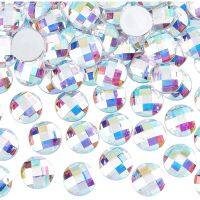 70 Pcs 25mm Large Flat Back Round Acrylic Rhinestone Gems with Container Clear AB Color Circle Crystals Bling Jewels Embelishments for Costume Making Cosplay Jewels Crafts