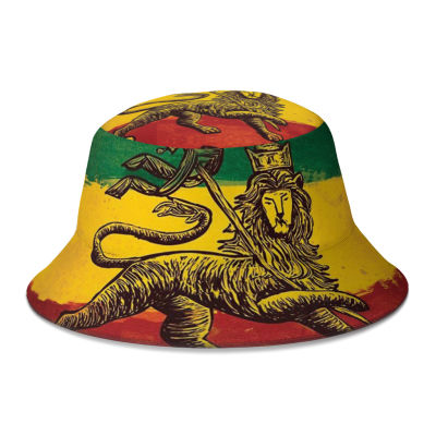 [hot]Summer Unisex Fashion Bucket Hats Rasta Flag Lion Women Men Fishing Hat Autumn Outdoor Travel Sun Cap for Bob
