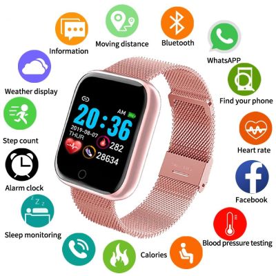 卍✢ สมาร์ทวอทช์ผู้ชายผู้หญิง Heart Rate Fitness Tracker Bluetooth Smartwatch กันน้ำ Android IOS Relojes Inteligentes สำหรับ Apple