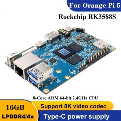 For Orange Pi 5 16GB LPDDR4/4X RAM RK3588S 8-Core ARM 64 Bit 8K Gigabit WiFi+BT Development Board Support 8K Video Codec