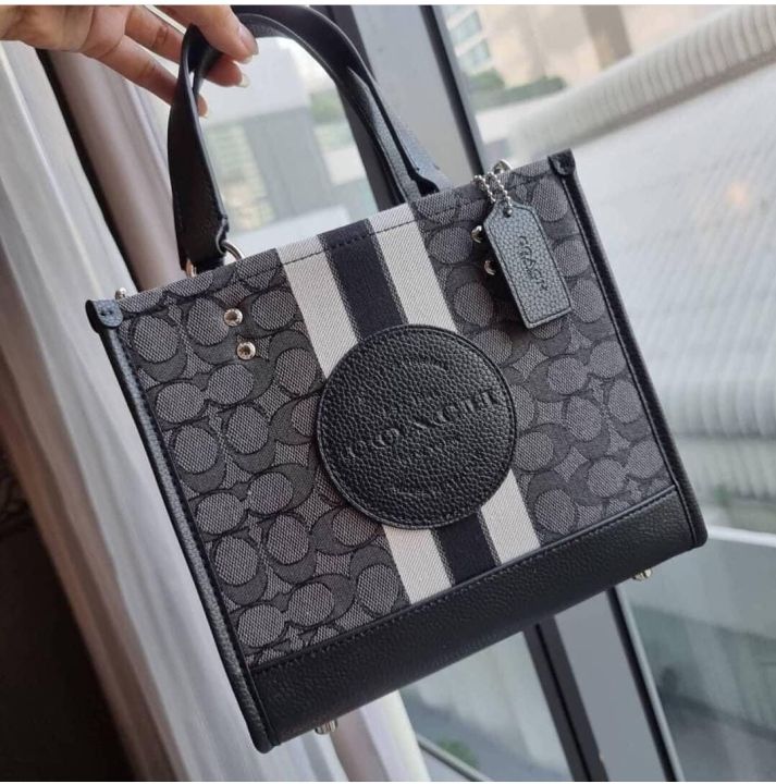 Coach Dempsey Tote 22 In Signature Jacquard With Coach Patch in