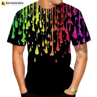 2023 Hot Sale Paint Splatter Tie-dye 3D Printed T-shirt Men Summer Fashion Casual T Shirt Rainbow Paint Splatter Cool Tops Tees