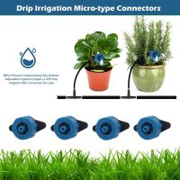 80Pcs Pressure Compensating Drip Emitters Adjustable Irrigation Drippers 2 GPH Drip Irrigation Mini Connectors for Lawn