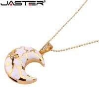 JASTER Crystal moon style USB Flash Drive metal diamond jewelry USB Flash Disk Gift Crystal Necklace Pendrive 8GB 16GB 32GB 64GB