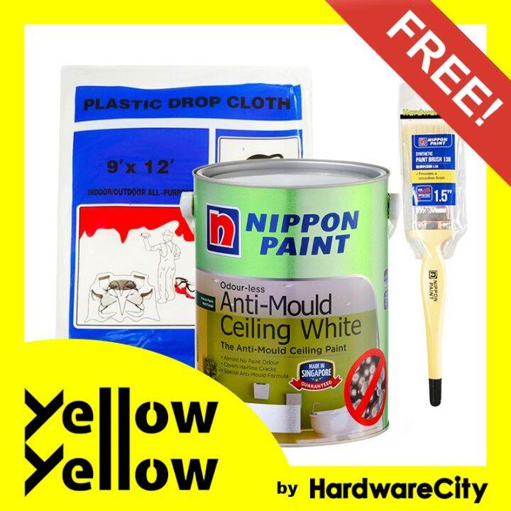 Free Paint Set Nippon Paint Odour Less Anti Mould Ceiling White