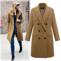 2022 Autumn Winter Women Coats Casual Jackets Woolen Overcoat Elegant Double Breasted Long Ladies Coat Plus Size Outwear