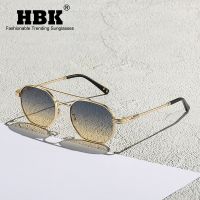 HBK Sunglasses for Men 2022 Luxury Fashion Square Retro Sunglasses Ladies Small Octagonal Metal High Quality Polygon Black Gafas Cycling Sunglasses