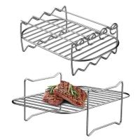 BBQ Grill Grate Stainless Steel Double Layer Rack for Cooking Rectangular Warming Rack Chicken Wing Holder for Garden Hiking Camping Travel Outdoor benefit