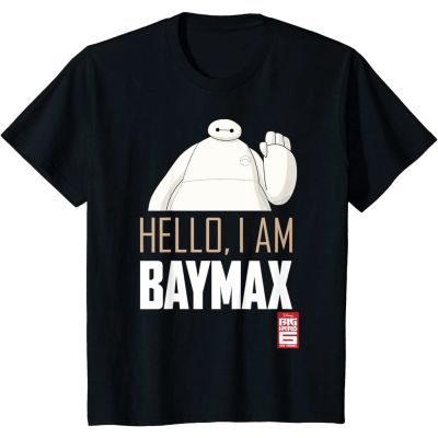 เสื้อยืดใหม่เสื้อยืด พิมพ์ลายกราฟิก Disney Big Hero 6 TV Series Baymax Hello สําหรับเด็กรหัสเต็ม S-3XL