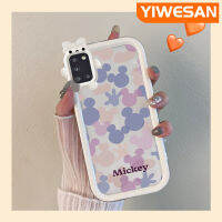 Chenyyyka เคสปลอกสำหรับ Samsung A31การ์ตูนน่ารักสีม่วงชมพูมิกกี้เมาส์สีสันสดใสขอบเคสโทรศัพท์โปร่งใสเลนส์กล้องถ่ายรูปมอนสเตอร์ตัวเล็กเคสกันกระแทกกันกระแทก