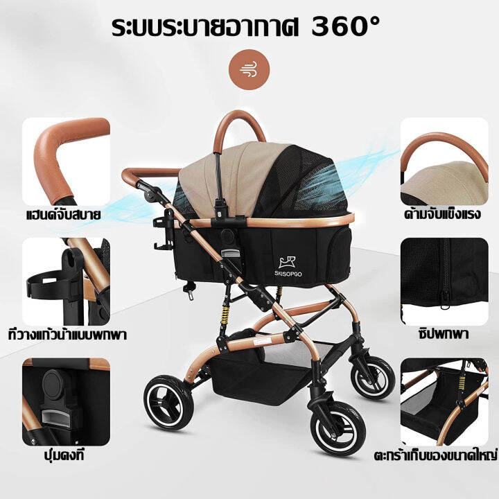 select-sea-cod-รถเข็นสัตว์เลี้ยง-3in1-รถเข็นสุนัขและแมว-4-ล้อ-โครงสร้างแข็งแรง-pet-trolley-ถอดตะกร้าเป็นคาร์ซีทได้