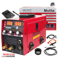 MOLITA ตู้เชื่อม 3 ระบบ MIG/MMA 998A INVENTER MMA/MIG/TIG 2 จอ 3 ปุ่ม ตู้เชื่อมมิกซ์ ตู้เชื่อมไฟฟ้า ไม่ใช้แก๊สCO2 + ลวดฟลักซ์คอร์ แถมลวด1 ม้วน รุ่นใหญ่ สีแดง