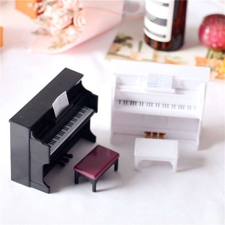 ชุดเปียโนขนาดเล็ก1-12เปียโนดนตรีขนาดเล็กสำหรับบ้านตุ๊กตามีม้านั่งเล่นเปียโนเครื่องตกแต่งบ้านเป็นของขวัญ