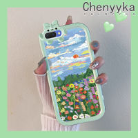 เคส Chenyyka สำหรับ OPPO A3s A5 A12E 2018 Realme Realme C1 2น้ำมันเคสลายดอกไม้บนท้องฟ้าสีสันสดใสน่ารักเคสนิ่มสำหรับเลนส์ซิลิโคนใสกันกระแทกแบบใสง่ายเคสป้องกัน