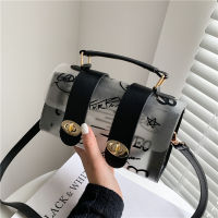 Transparent Stitching Graffiti Bag Female 2023 New Fashion Frosted Hand Bag Street Trendy One-Shoulder Crossbody Bag