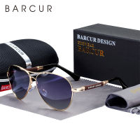 BARCUR Design Titanium Alloy Sunglasses Polarized Mens Sun Glasses Women Pilot Gradient Eyewear Mirror Shades Oculos De Sol