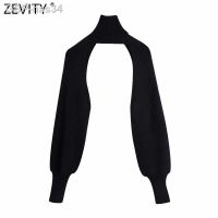 บอลลูนเสื้อกันหนาวแขนยาว Zevity-Manga De Lanterna Gola Alta Feminina Suéter Malha Suéteres Casuais Tops Moda Feminina Novo S398