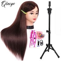 hot！【DT】ﺴ  85  Real Hair Training Mannequin With Barber Hairdressing Practice Hairstyle