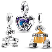 Pixar Robot Walle Dangle Fit Original Pandora Charms Bracelet Women Disney Wall-E &amp; Eve Beads For Jewelry Making DIY Accessories