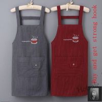 【hot sale】☋❡❏ D13 Pure cotton bib apron household kitchen hand wipe apron fashion one-piece overalls waterproof and oil-proof apron large pocket apron