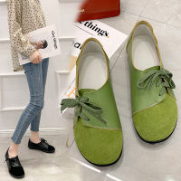 2021Women Genuine Leather Shoes Microfiber Soft Flat sole Mother Casual Mommy Peas shoes Green white sneakers leather for women