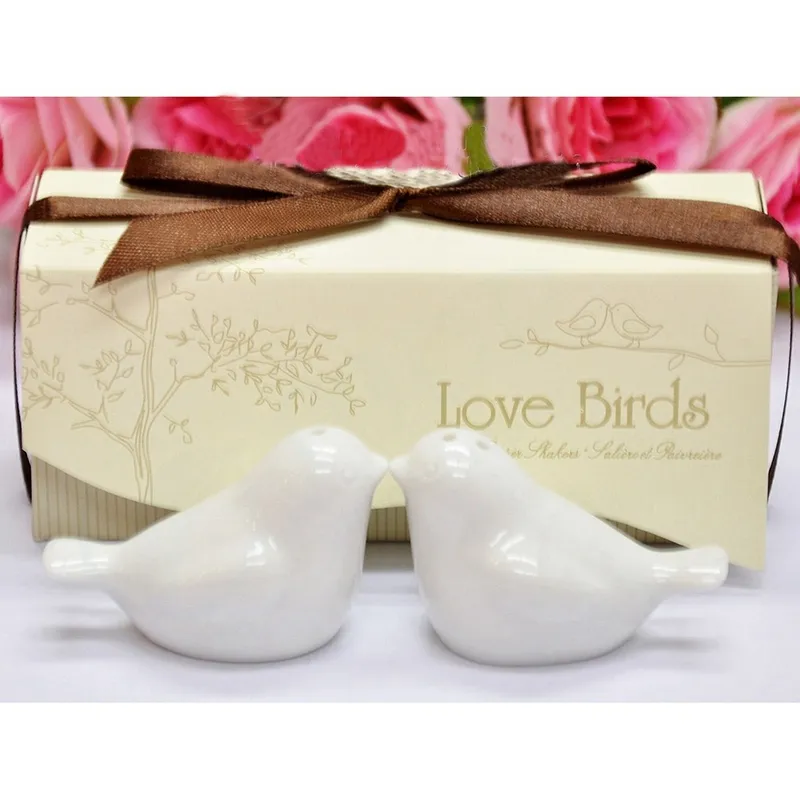 Wholesale 200pcs(100sets)/lot ceramic Pink love birds salt and pepper  shakers door gift wedding guests souvenirs malaysia - AliExpress