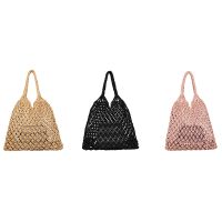 Fashion Popular Beach Bag Women Handmade Woven Composite Bag New Mesh Rope Weaving Hollow Straw Bag Shopping Bag 2 Sets