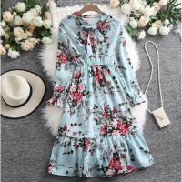 COD ▨ The Outline Shop27dgsd6gfd 123 Ready Stock Yellow Red White Pink Muslimah Womens Elegant Floral Fashion Korean Long Sleeve Print Midi Dress