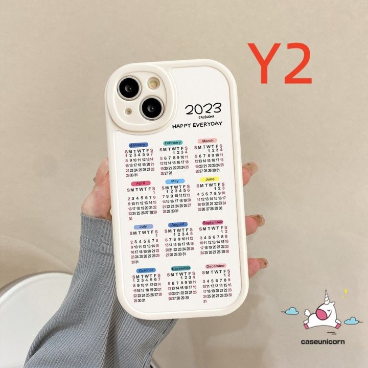 happy-everyday-2023-เคสโทรศัพท์มือถือแบบนิ่ม-tpu-กันรอยเลนส์กล้อง-ลายปฏิทิน-สําหรับ-iphone-11-14-12-13-pro-max-6-6s-7-8-plus-14plus-xr-x-xs-max-se-2020