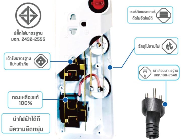 ออกใบกำกับภาษีได้-data-รางปลั๊กไฟ-มอก-4ช่อง-3ม-รุ่น-ap4156-สีเทา