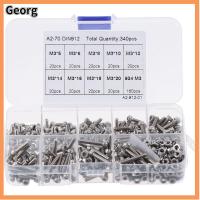 GEORG 340Pcs 5/6/8/10/12/14/16/18/20มม. ชุดสกรูเมตริก เหล็กไร้สนิม สกรูหัวจมหกเหลี่ยม พร้อมกล่องเก็บของ ชุดน็อตและน็อต โปรเจกต์ DIY