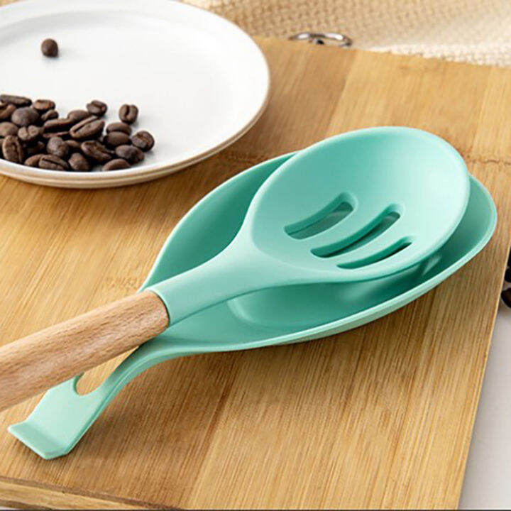 useful-wooden-handle-silicon-utensil-kitchenware-cookware-spatula-soup-spoon-brush-ladle-pasta-colander-non-stick-kitchen-tools