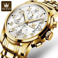 OLEVS 2879 Waterproof Watches For Men Sport Stainless Steel Band Quartz Men Wristwatch Luminous Chronograph Calendar Small Second hand