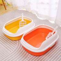 Cat Litter Box with Scoop Cat Toilet PP Durable Detachable Design Semi-Enclosed Open Top Cleaning Supplies Litter Box
