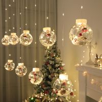ZZOOI Santa Wish Balls LED Curtain Light Fairy String Lights 8 Modes Window Garland for New Year Christmas Outdoor Wedding Home Decor