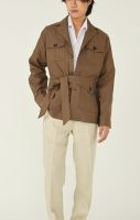 The Rimm Bkk - Linen Safari Jacket III Khaki เสื้อแจ็คเก็ตซาฟารี สีกากี เสื้อคลุมผู้ชาย แจ็คเก็ตซาฟารีลินิน