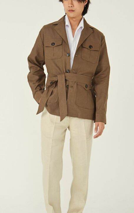 The Rimm Bkk - Linen Safari Jacket III Khaki เสื้อแจ็คเก็ตซาฟารี