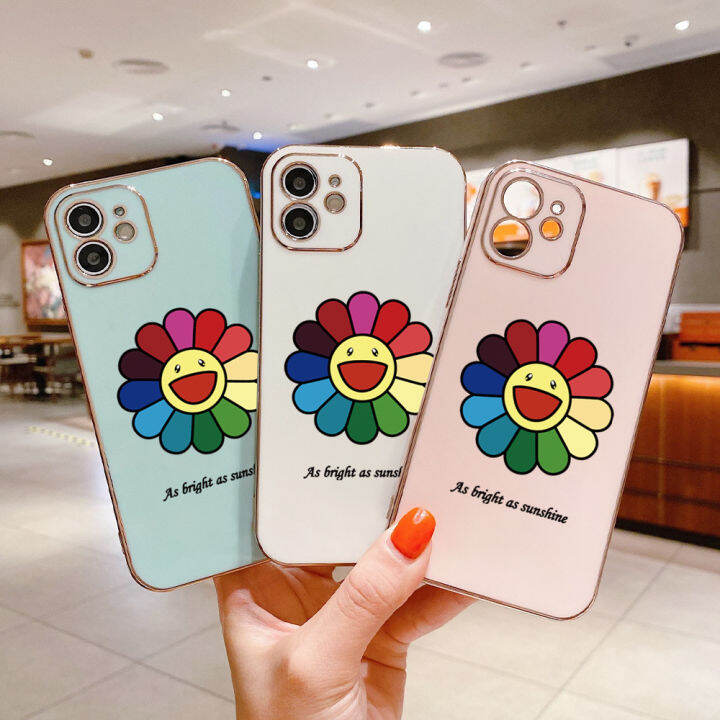 ggk-เคสสำหรับ-realme-11-5g-11-pro-5g-11-pro-5g-realme-narzo-60-5g-ฟรีสายคล้อง-แบรนด์แฟชั่นยอดนิยมของญี่ปุ่นลายขอบสี่เหลี่ยมดวงอาทิตย์ชุบเคสโทรศัพท์หรูหราชุบเคสโทรศัพท์นิ่ม